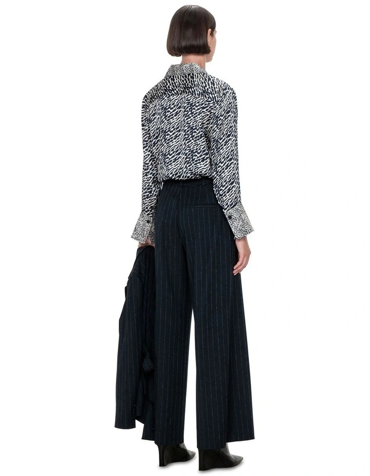 Subtle Stripe Wide Pant in Ink