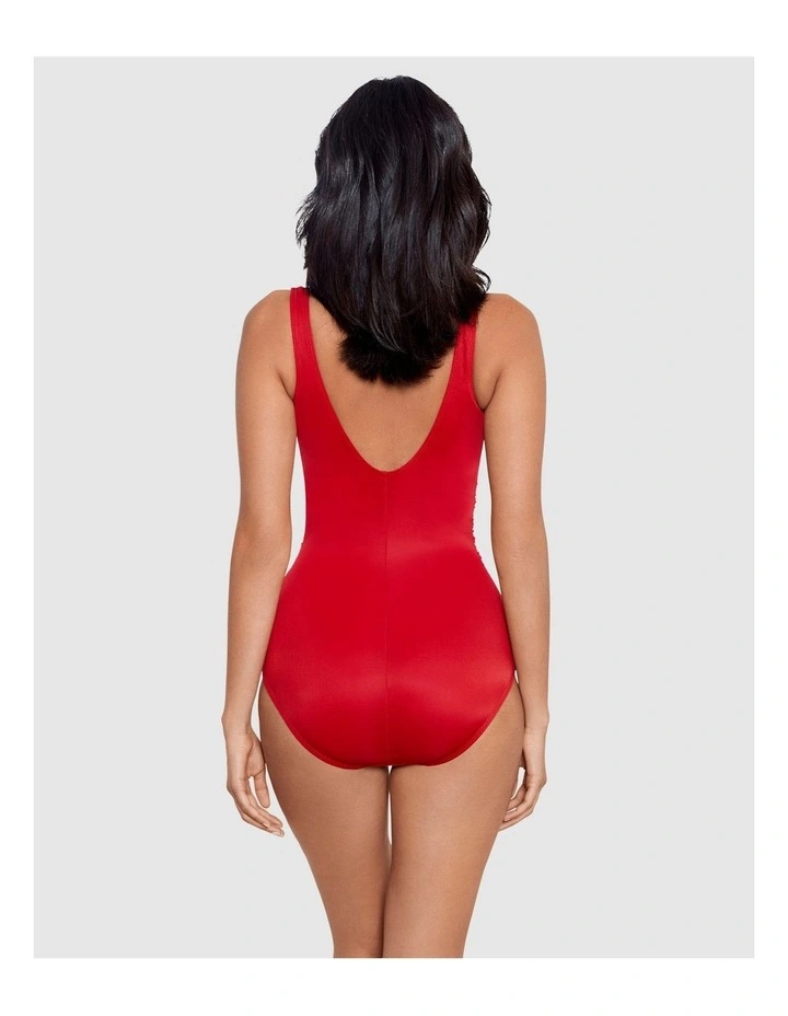 Cherie Sweetheart Plunge Ruched One Piece Shaping Swimsuit in Cayenne