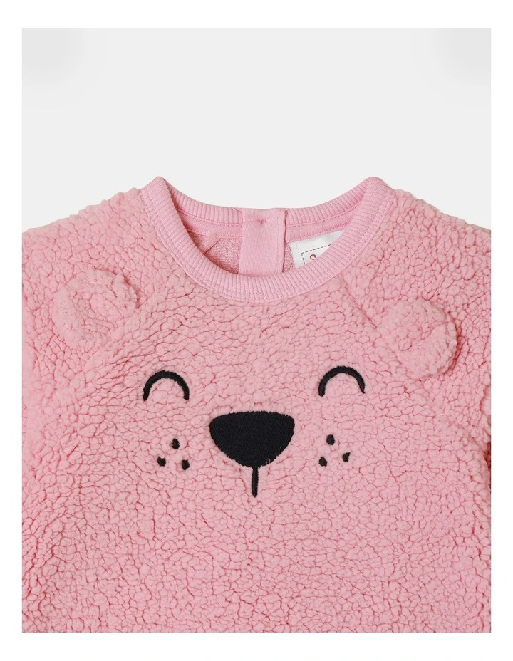 Essential Sherpa Sweat Top in Light Pink