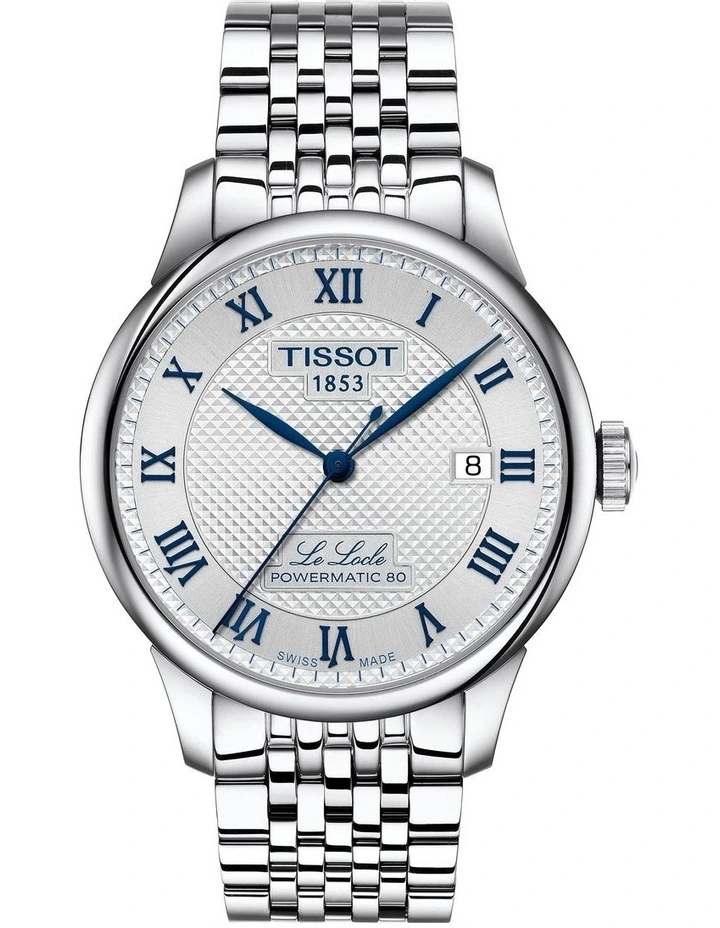 Le Locle Powermatic 80 20th Anniversary T0064071103303 Watch in Silver/Blue