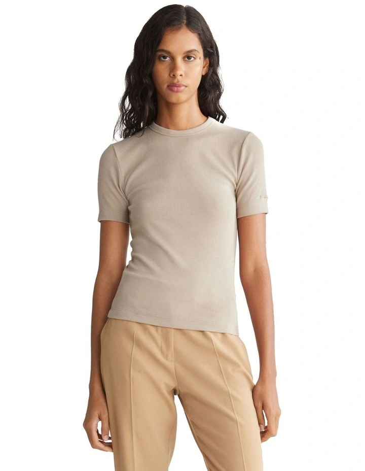 Modal Rib Short Sleeve Tee in Brown