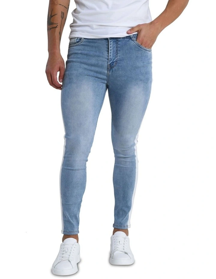 White Striped Jean in Blue