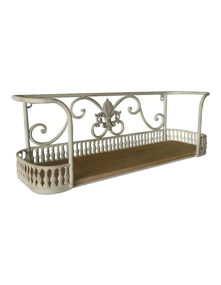 Storage Display Fleur Wall Shelf in Natural/Distressed White