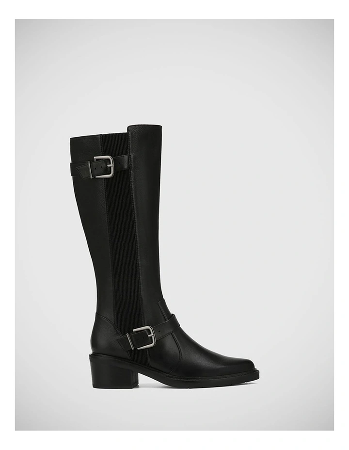 Bridey Leather Long Boot in Black
