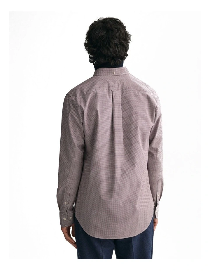 Poplin Micro Check Long Sleeve Shirt in Plumped Red