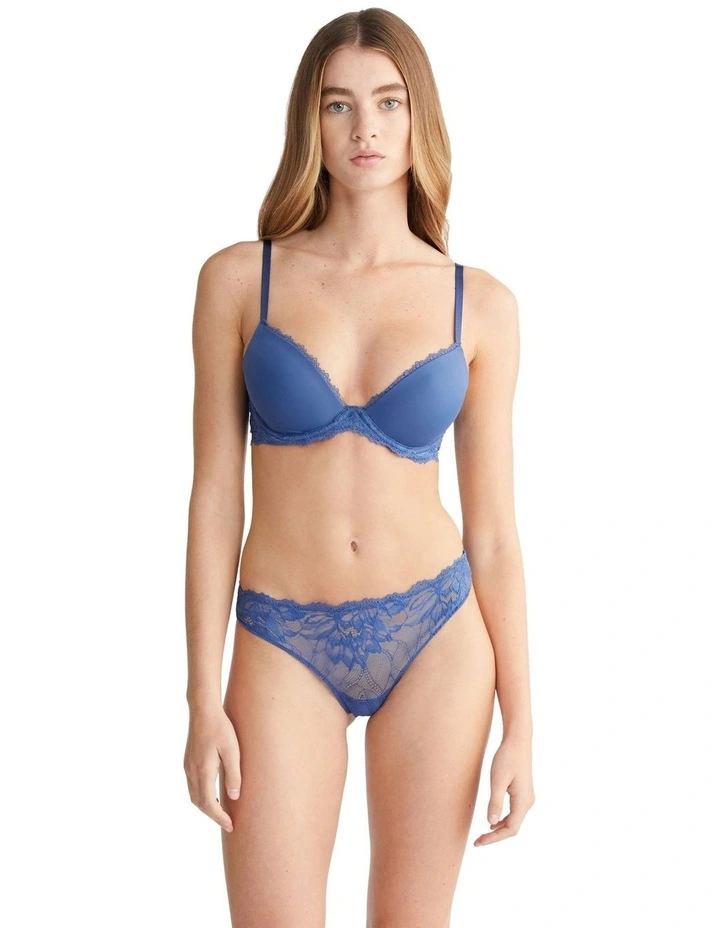 Seductive Comfort Lotus Floral Thong in Navy