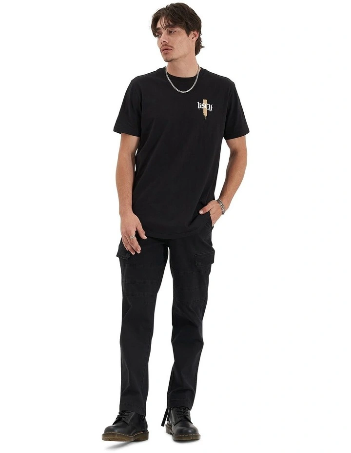 Strayverse Dual Curved Tee in Jet Black