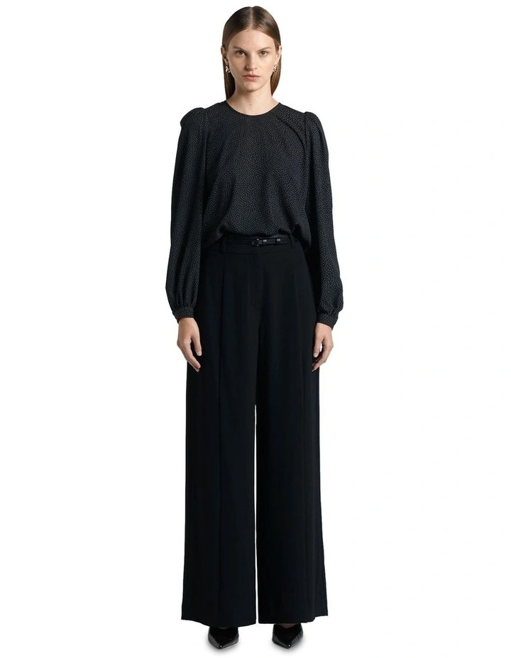 Pin Spot Georgette Blouse in Black