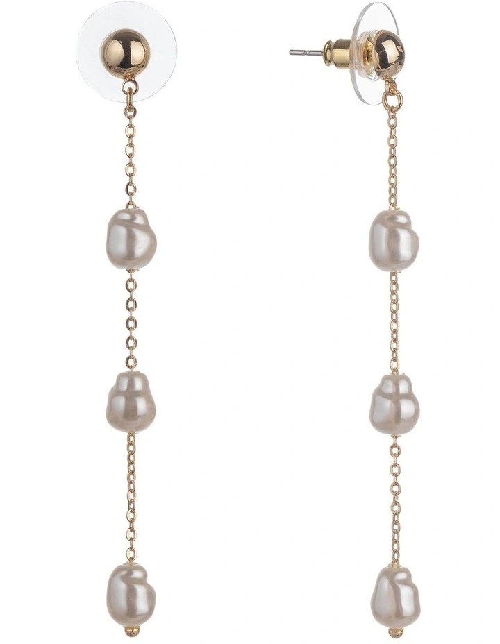 Pearl Gold Chain Drop Earring