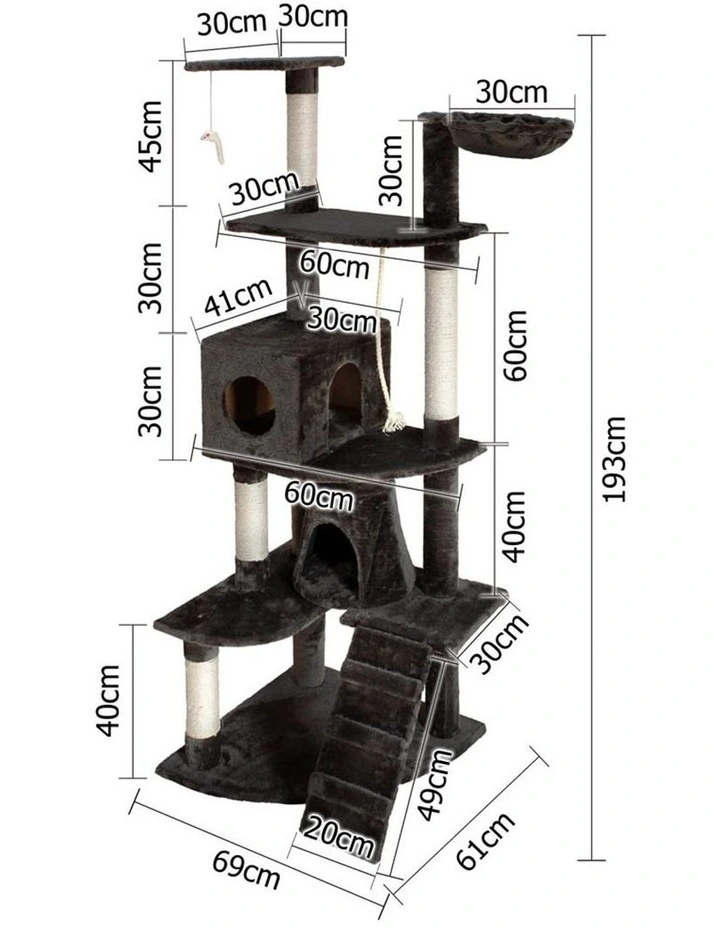 193cm Multi Level Cat Scratching Post