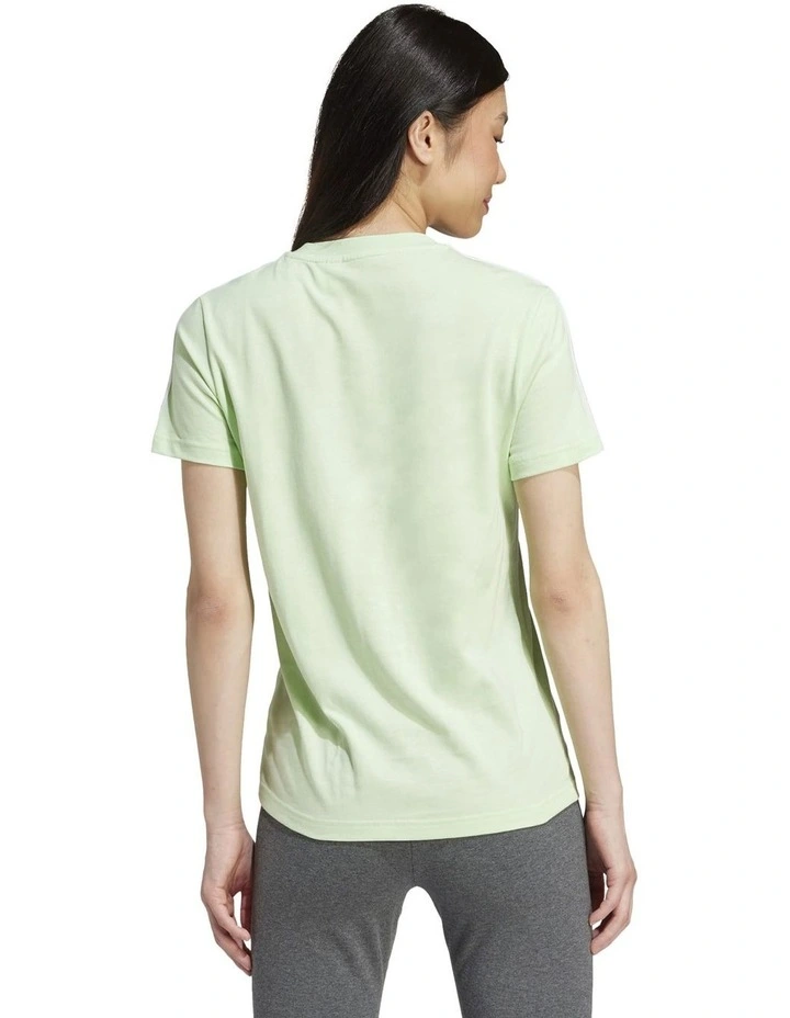 Essentials Slim 3-Stripes T-Shirt in Semi Green Spark/White