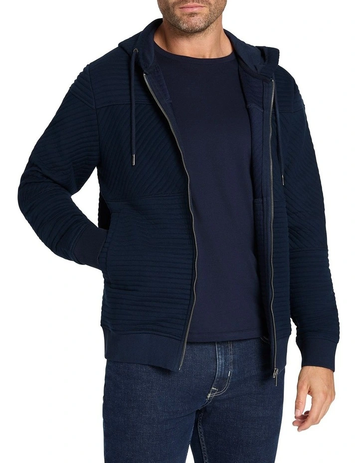 Helme Zip Thru Hoodie in Navy