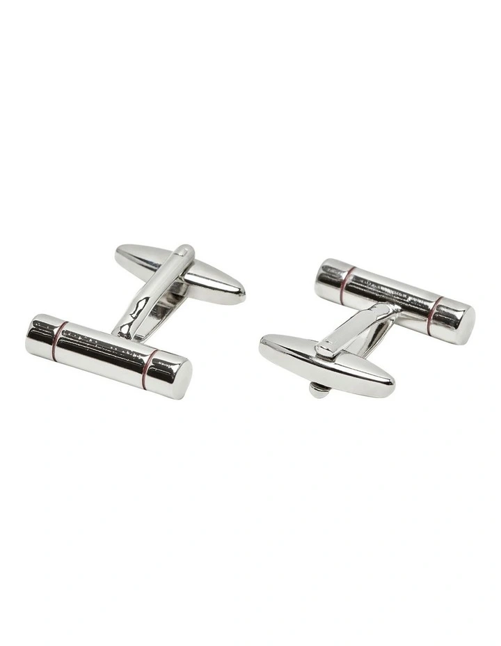 Colour Insert Cuff Link Set in Silver