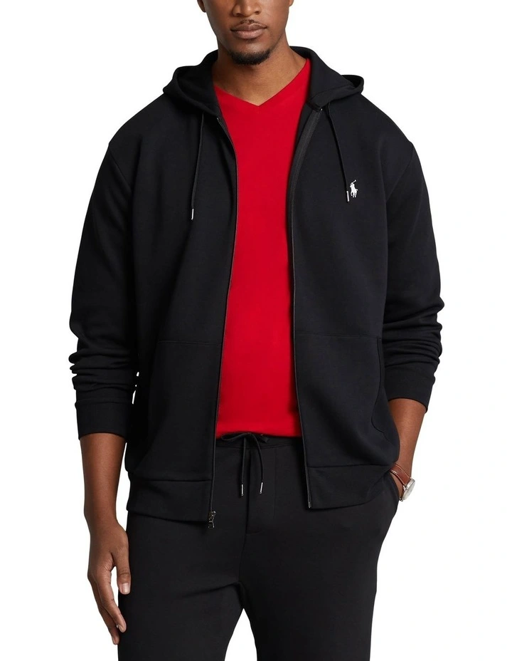 Double-Knit Full-Zip Hoodie in Black