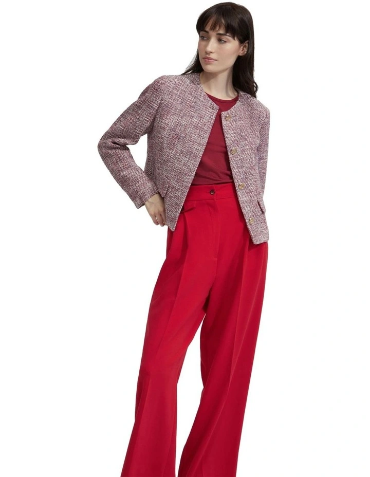Sophia Boucle Jacket in Wine Red