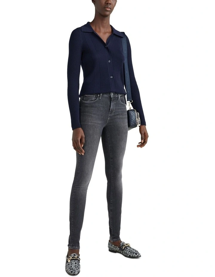 Mid Rise Skinny Flex Jeans in Blue