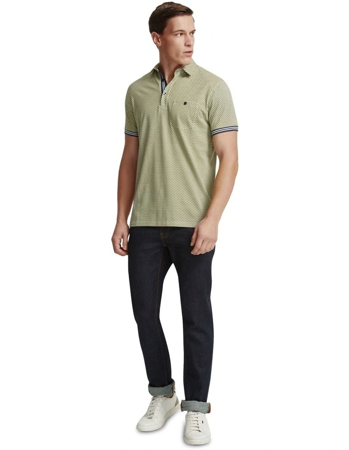 Milo Printed Jersey Polo in Lime