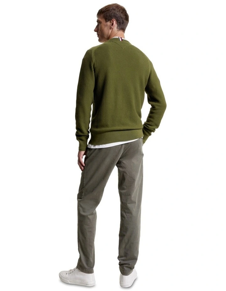Rectangular Structure Crew Neck Knit in Green