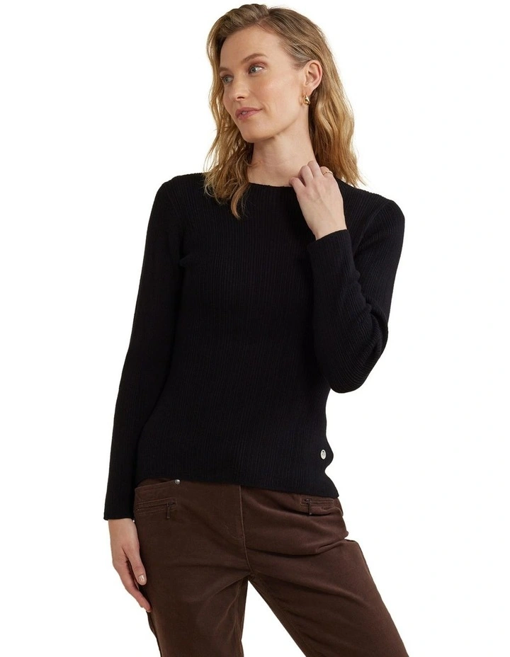Variegated Rib Jumper in Black