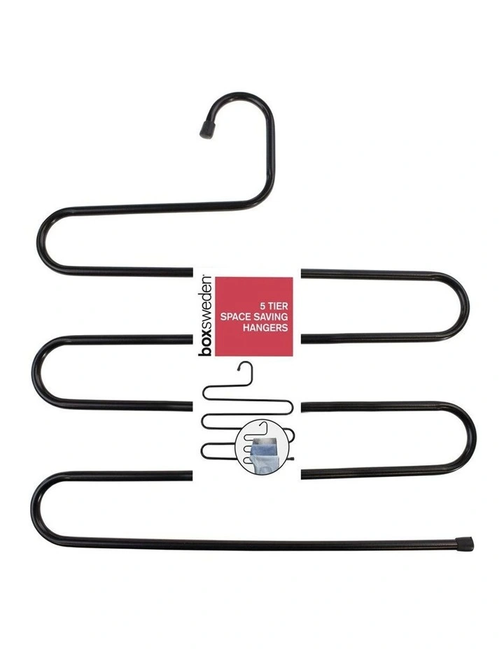 5 Tier Metal Space Saving Clothes Hanger Hook Trouser Skirt Pants Asst