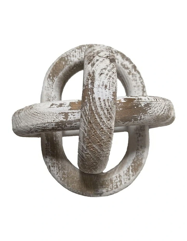 Wooden Handmade 3-Link Table Decoration in Whitewash