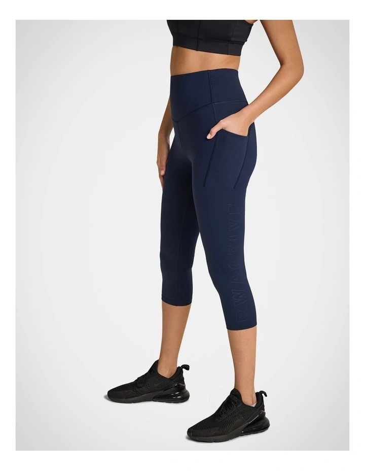 Logo Pocket 7/8 Tights in Blue