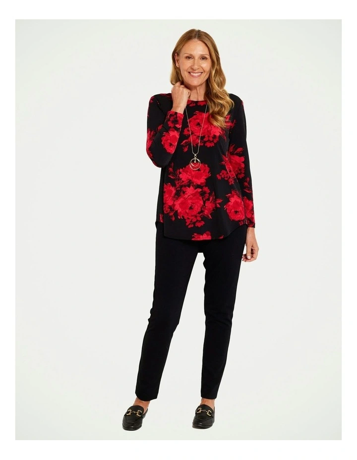 Danni Print Pleat Back Long Sleeve Top in Multi