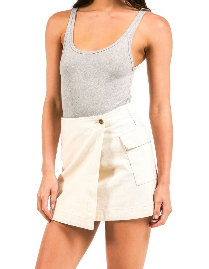 Peyton Wrap Cargo Skirt in Heritage White