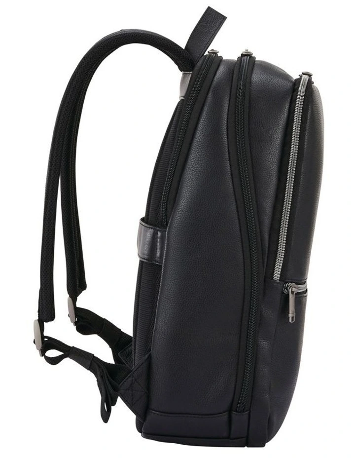 Classic Leather Slim Backpack in Black