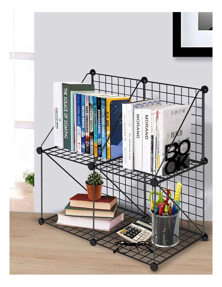 Portable 4-Cube 2 Column Storage Foldable Modular Grid in Black