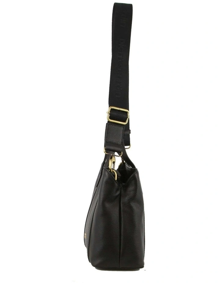 Ladies Leather Webbing Strap Tote Bag in Black