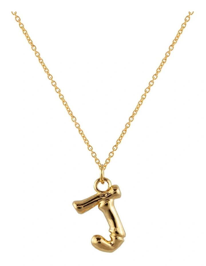 Letter J Initial Gold Necklace