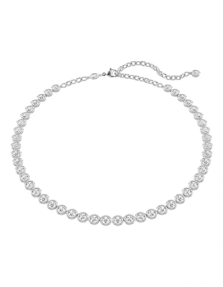 Imber Tennis Necklace Round Cut Rhodium Plated in White