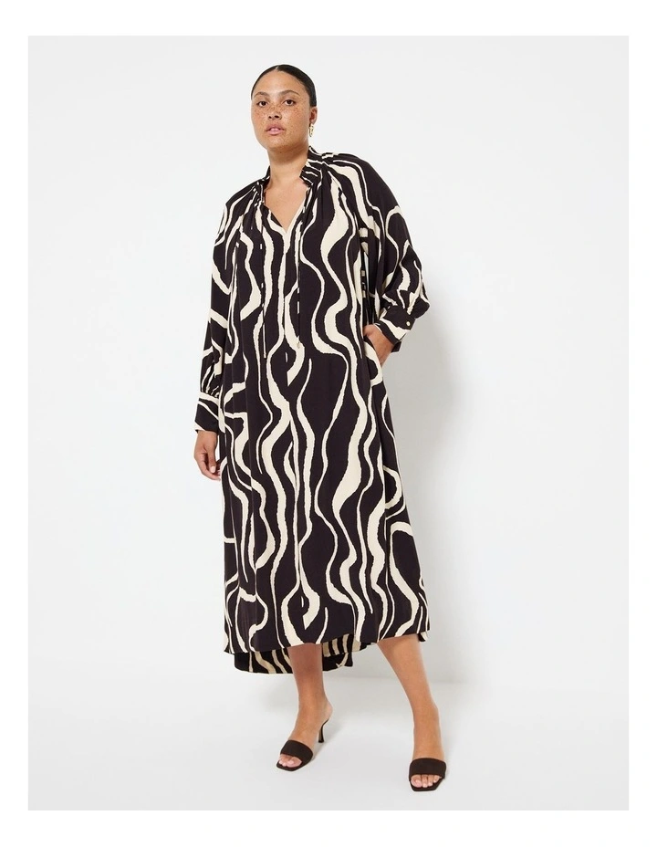 Ruffle Neck Dress in Print