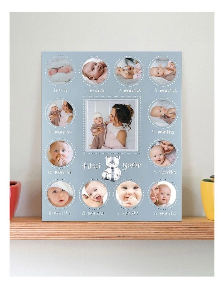 My First Year Metal Baby Frame 13 Photos in Blue