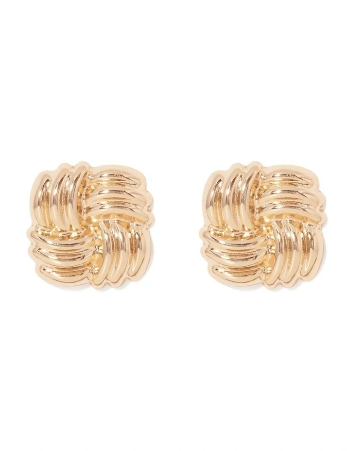 Signature Orchid Oversized Panel Stud Earrings in Gold
