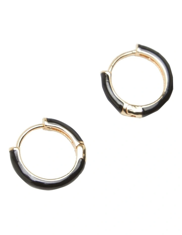 Luna Black Mini Hoop in Black/Gold
