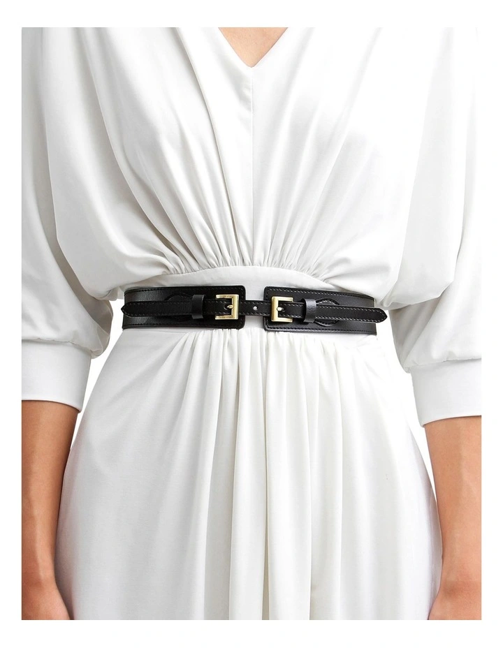 London Fog Black Leather Belt