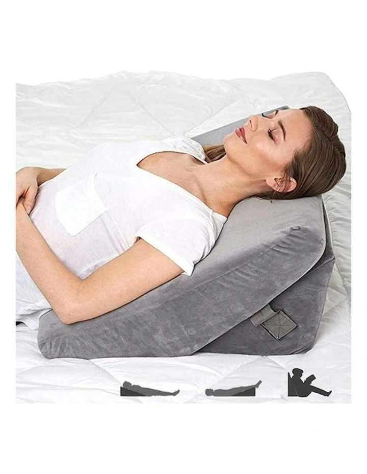 Memory Foam Adjustable Bed Wedge Sleep Cushion Pillow in Grey