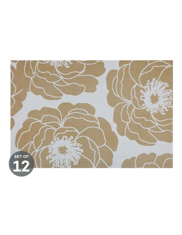 Placemat Camellia 45x30cm Gold Set of 12