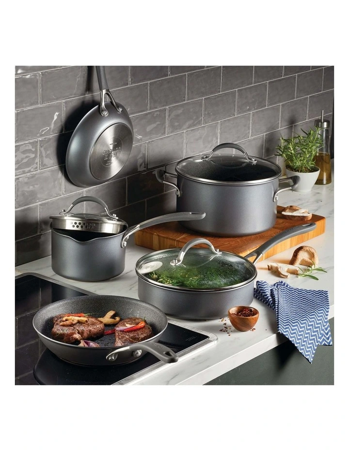 ScratchDefense A1 Nonstick Induction 5 Piece Cookware Set in Grey