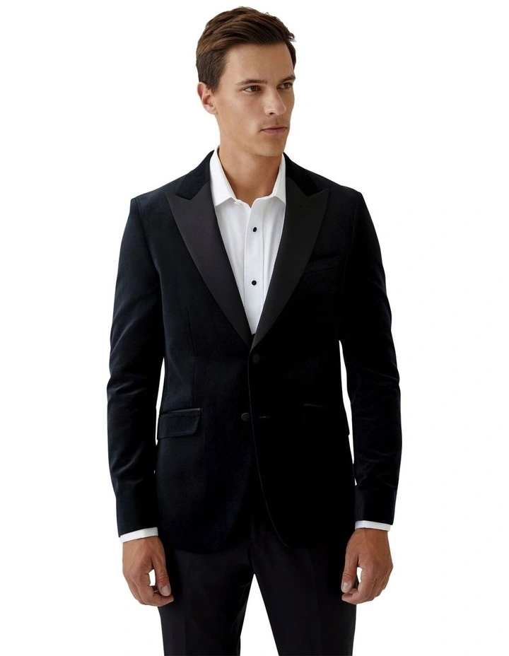 Blake Velvet with Peak Lapel Blazer in Black