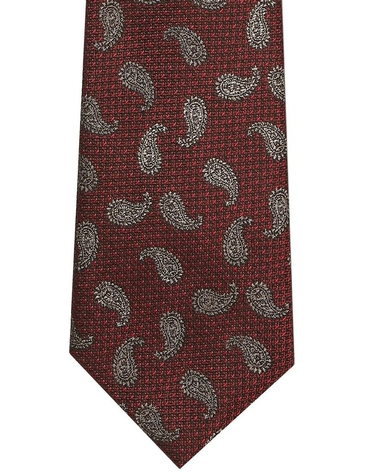 Grey Paisley Tie in Red