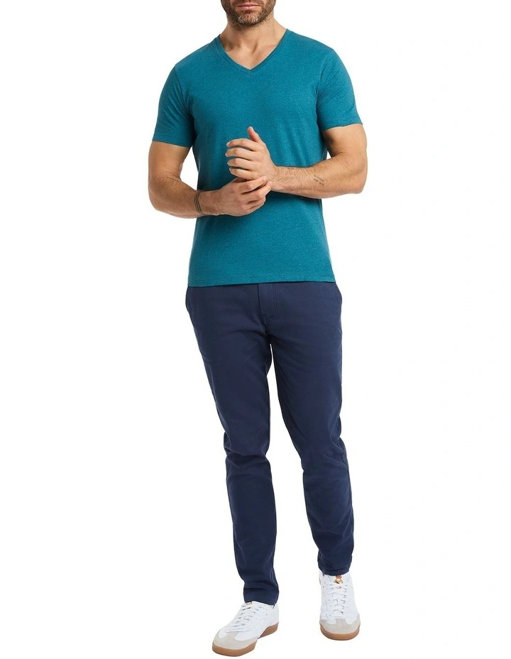 Marle Arnie V Neck Tshirt in Atlantic Marle