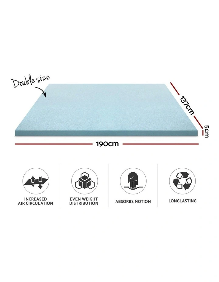 COOL GEL Memory Foam Mattress Topper BAMBOO Cover Double 5CM Mat