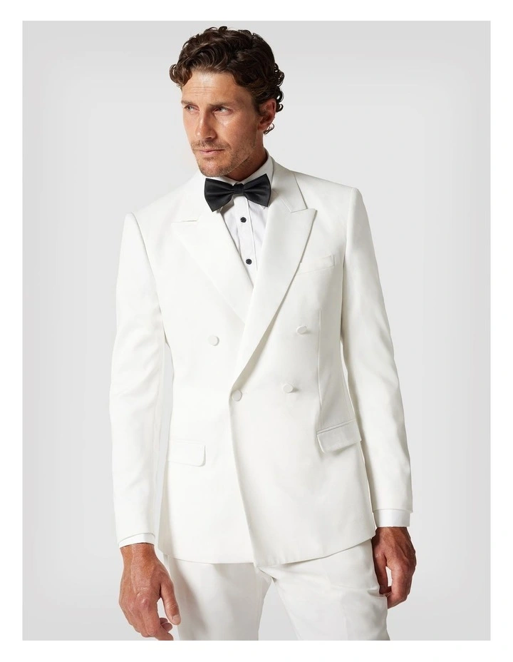 Slim Fit Double Breasted Tuxedo in Ivory