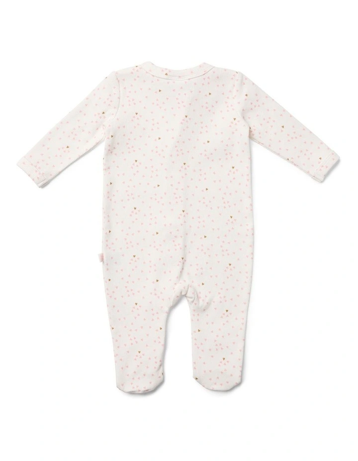 Flutter Hearts Zip Growsuit in White
