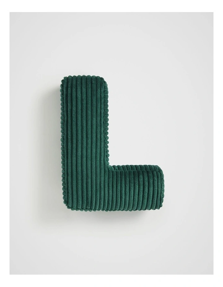 Ivy Cord Initial Cushion in L Green