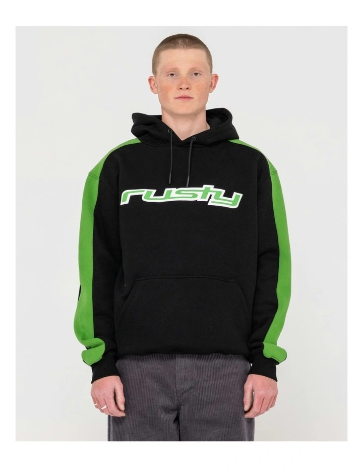 2k Sing Hooded Relaxed Fleece Sweat Top in Black