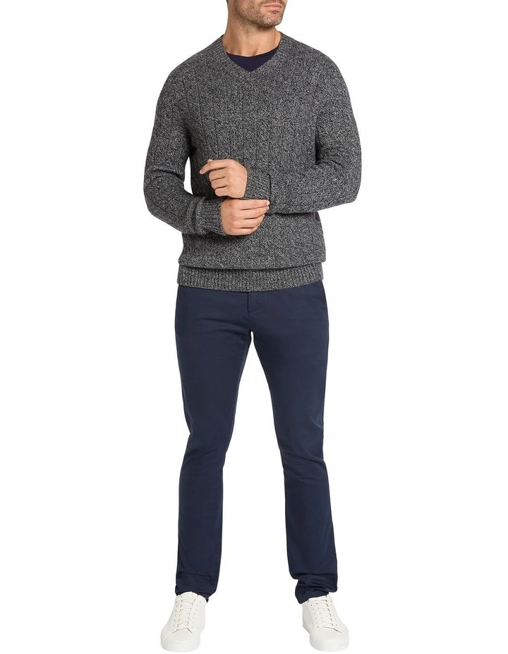 Jayme V Neck Jumper in Grey/Multi